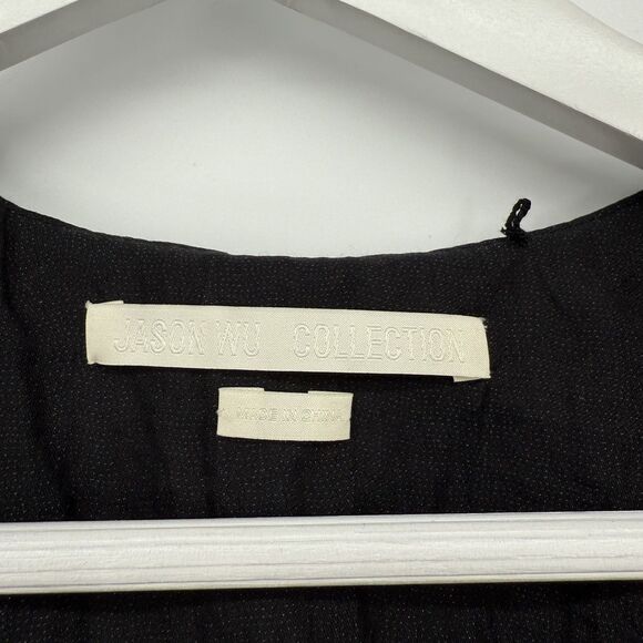 Jason Wu Collection Black Silk Self Tie Blouse Top Designer Size 8 - Picture 4 of 9